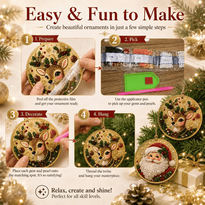 🔥Only $10.99 Last Day Promotion!🎄Christmas DIY Diamond Painting Ornaments Kit (6 PCS)🎅