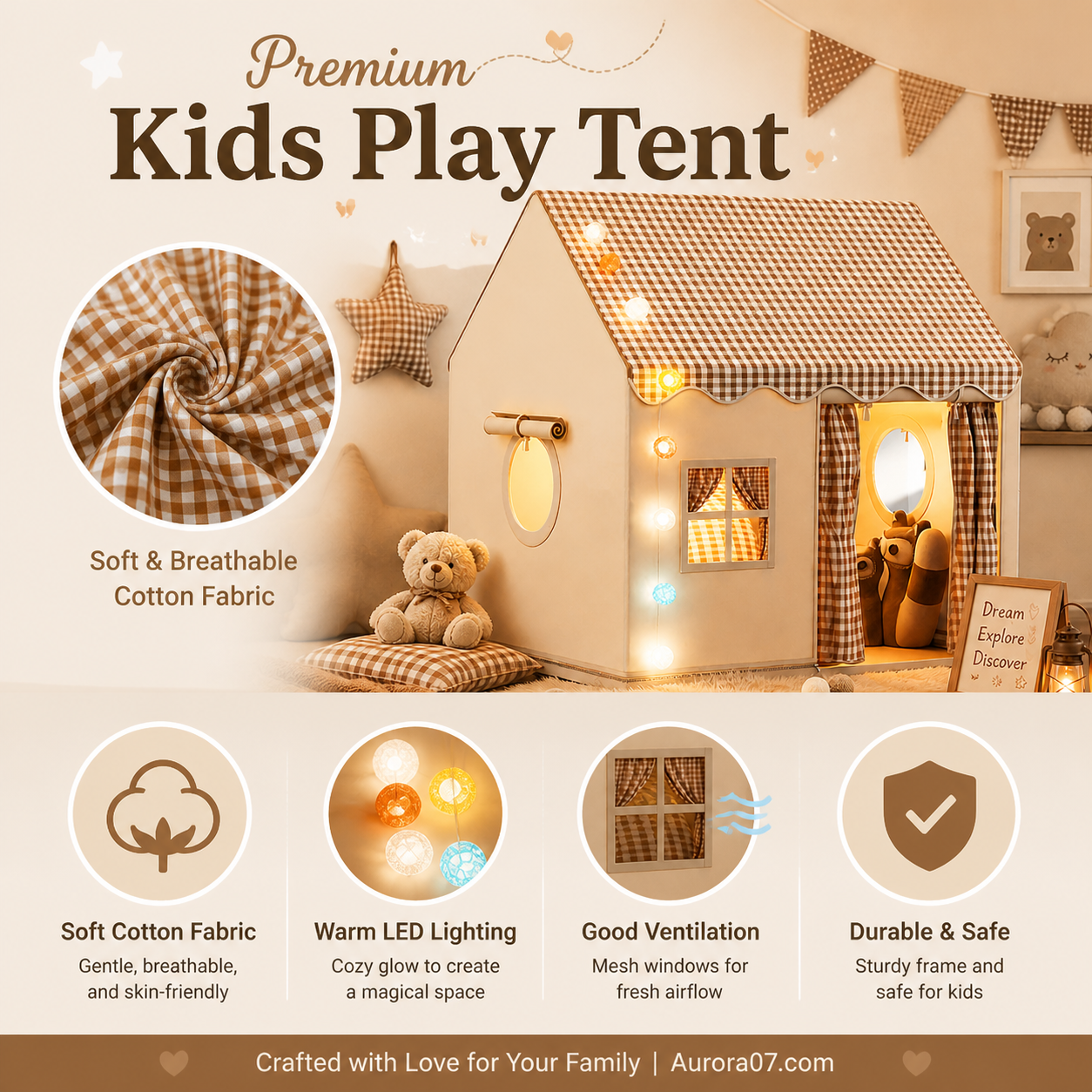 🏰 49% OFF NOW! ⏰ Children's Play Tent Castle – Spacious & easy to set up – Breathable fabric, perfect for indoor or outdoor fun – encourages imaginative play ✨🧸