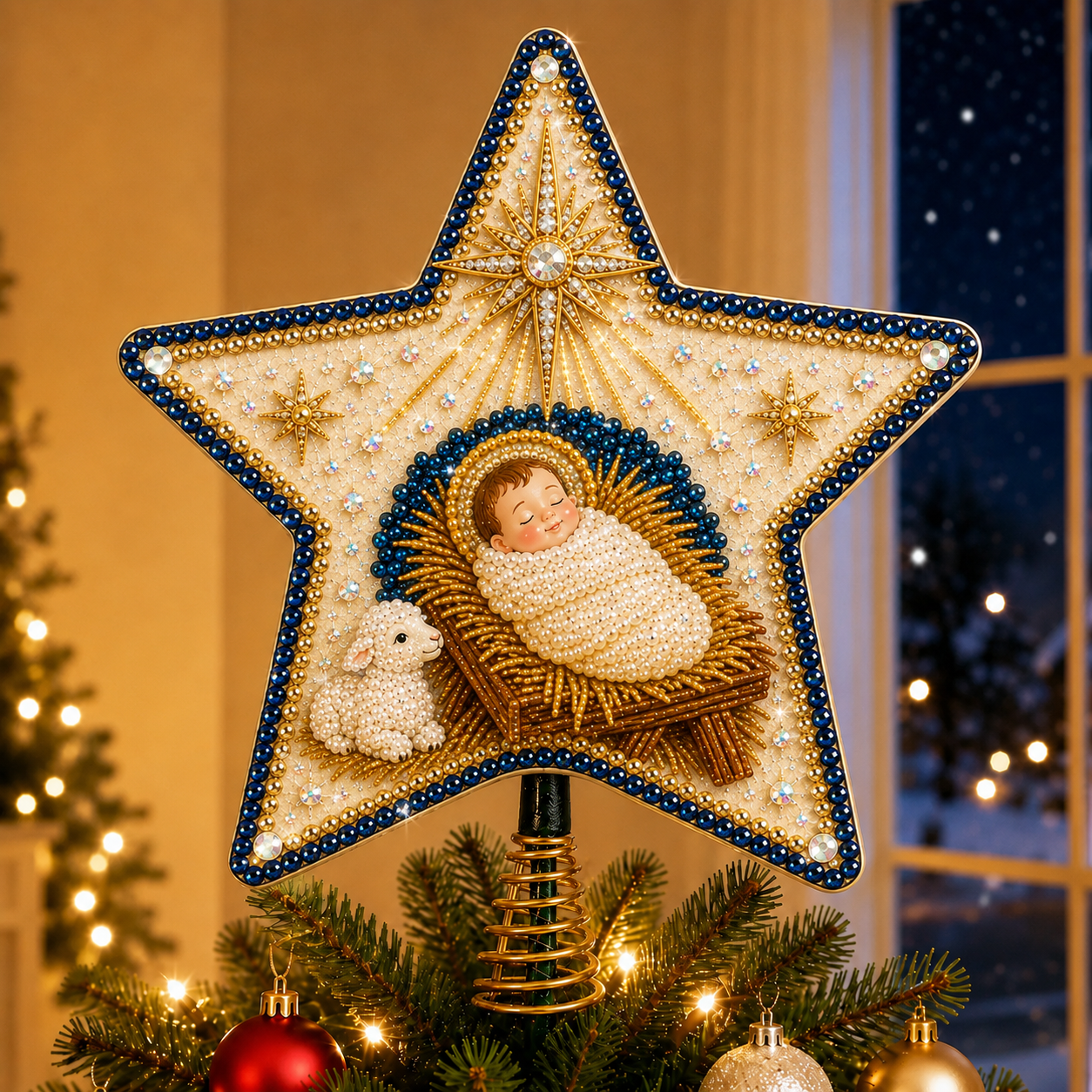 🔥🔥Christian Faith Pearl Diamond Art Christmas Tree Topper Kit⭐