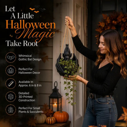 Gothic Bat Hanging Planter For Halloween Decor
