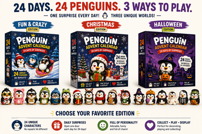 🐧 24 Days of Penguin Surprises Advent Calendar – 24 Unique Penguins, 3 Fun Editions