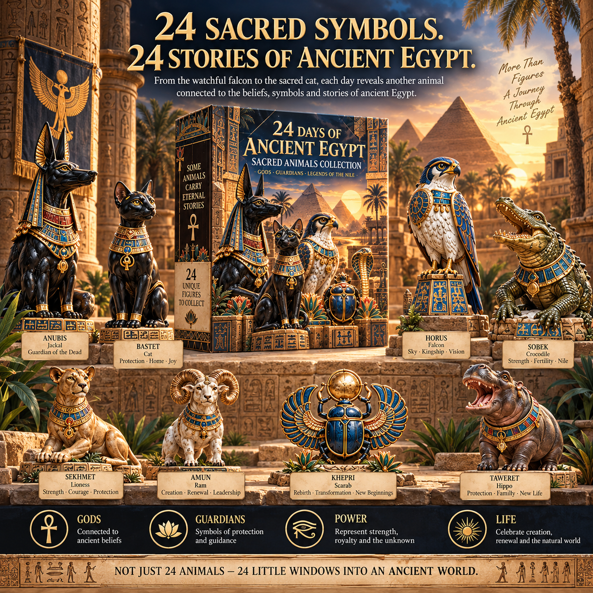 🐈‍⬛🏺24 Days of Ancient Egypt – Sacred Animals & Guardians Collection ✨