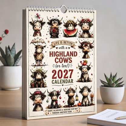 2027 Cute Highland Cows Wall Calendar 🐮 | Life Is Better With A Highland Cows ✨