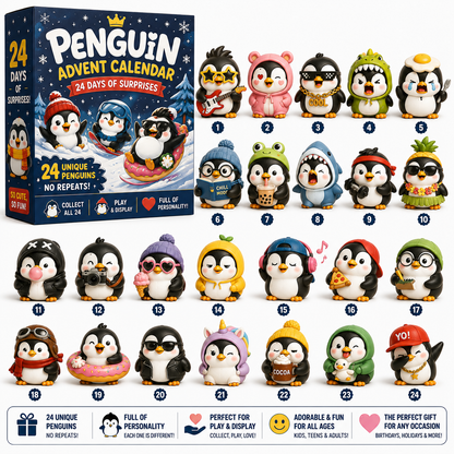 🐧 24 Days of Penguin Surprises Advent Calendar – 24 Unique Penguins, 3 Fun Editions