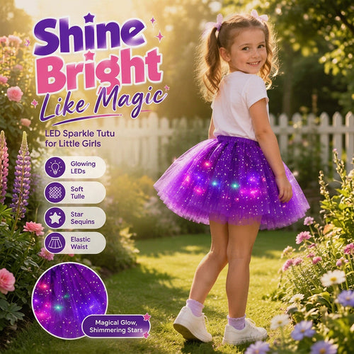 🎁LED Light Up Sequin Tutu Skirt Star Mesh Princess Skirt for Girls and Adults