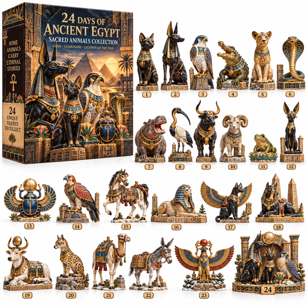 🐈‍⬛🏺24 Days of Ancient Egypt – Sacred Animals & Guardians Collection ✨