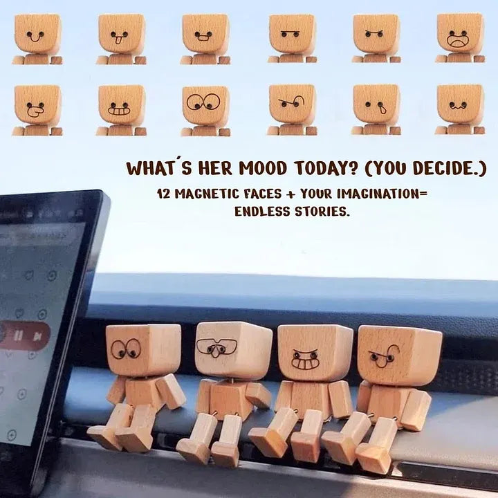 (🌲Early Christmas Sale- 49% OFF) Shaking Feet Wooden Doll - Sways with 12 Pcs Magnetic Expressions