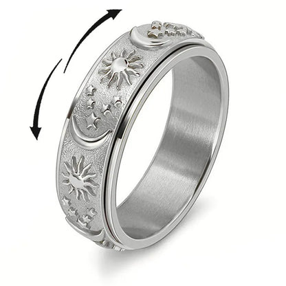 💕 Sun, Moon, and Stars Anxiety Relief Spinner Ring for Couples