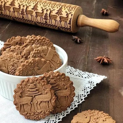 ⏳ Last Day 49% OFF – 🍪 Stamp Cookies Instantly! No-Stick Engraved Beech Rolling Pin | 100+ Deep-Engraved Patterns, Handcrafted Beech Wood & Recipe Booklet for Holiday & Everyday Baking ✨