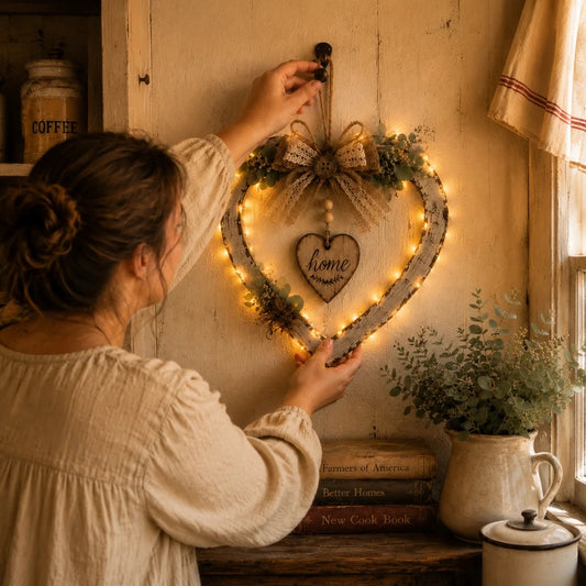 🤎Rustic Farmhouse Heart Wall Decor with“Home”Sign