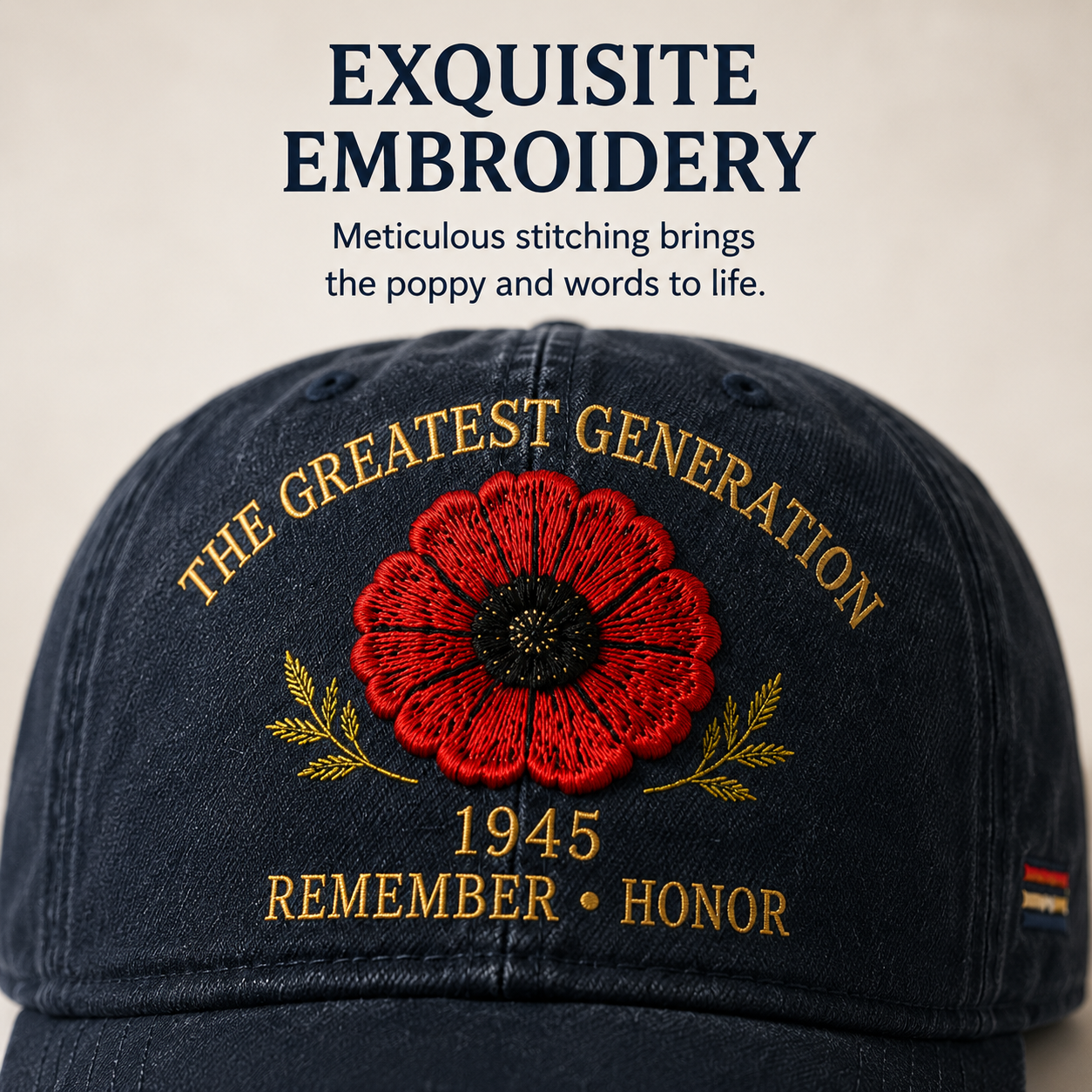 🎖️🌺 A Generation's Legacy — 1945 Remembrance Poppy Cap