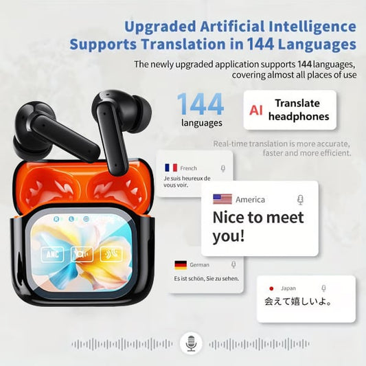 🔥Wireless Bluetooth Translation Earphone With LED display screen(Fit iOS & Android)