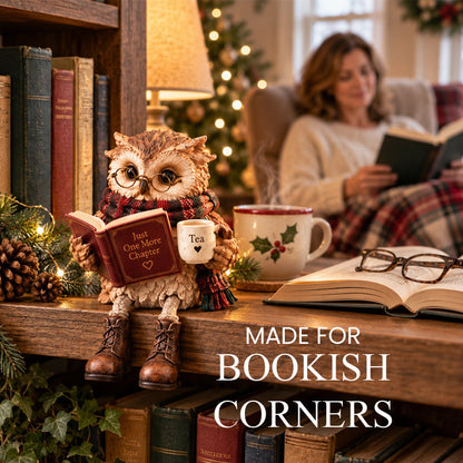 🦉📚 Owl Figurine — Bookish Charm with Glasses, Book & Cozy Details
