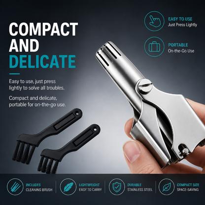 Manual Nose Hair Trimmer – Stainless Steel 360° Trimmer, Waterproof & No Battery Required
