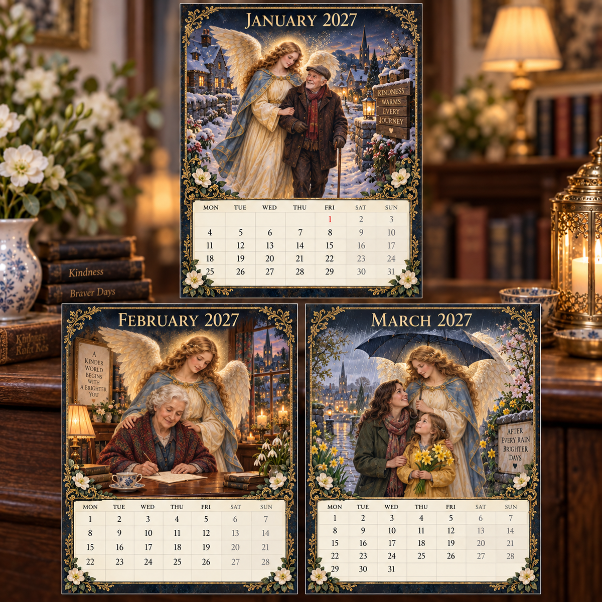 📅 2027 Angels Beside UK Wall Calendar