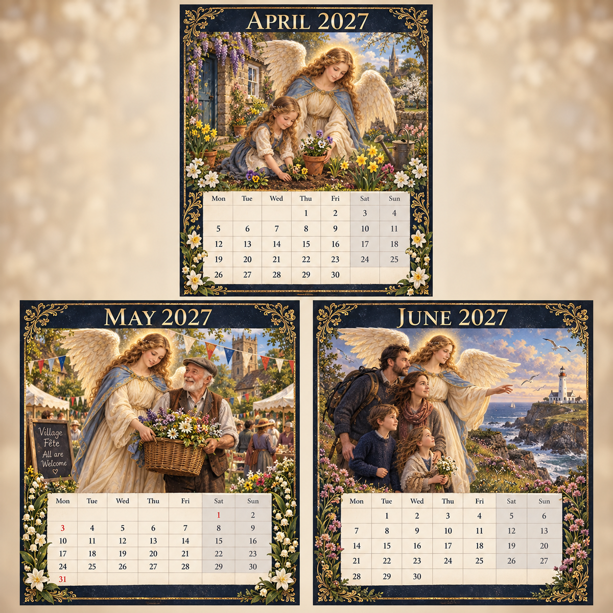 📅 2027 Angels Beside UK Wall Calendar