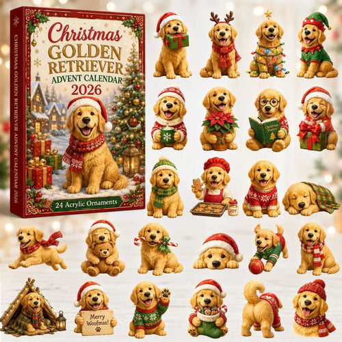 CHRISMAST KICKOFF 48% OFF - 2026 Golden Retriever Advent Calendar Blind Box - 24-Day Festive Countdown, Acrylic Charms Blind Box - Gift For Dog Lovers