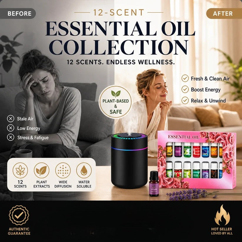🔥Limited Time 49% Off！🎁🌺The fresh scent lifts your mood！🌷12-Pack Water Soluble Essential Oils Set