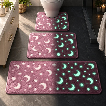 🌙 Glow-in-the-Dark Moon & Star Bathroom Mat