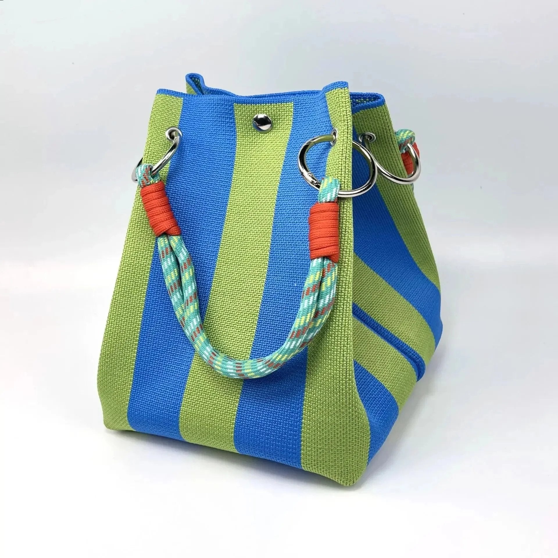 🏆👜 Limited-Time Sale: 50% OFF 🌴 Boho Striped Knit Bucket Handbag for Women – Handmade Summer Beach Shoulder Bag2