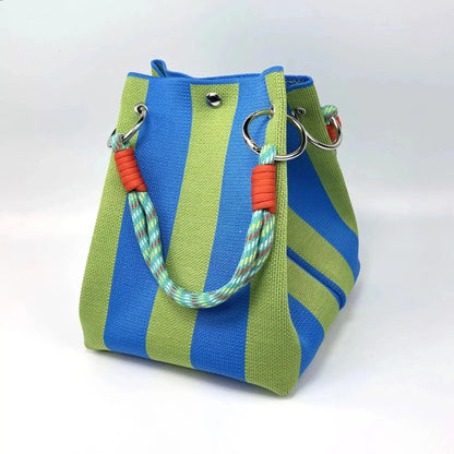 🏆👜 Limited-Time Sale: 49% OFF 🌴 Boho Striped Knit Bucket Handbag for Women – Handmade Summer Beach Shoulder Bag