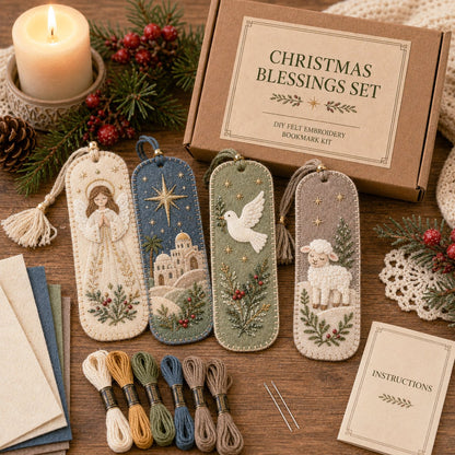 ⏳ Last Day 49% OFF – 🎄 DIY Felt Embroidery Bookmark Kit
