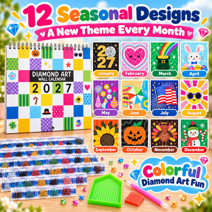 ⏳ Last Day 48% OFF – 💎 2027 Diamond Art Wall Calendar Kit | 12 Monthly Designs + Complete Gem Tools ✨