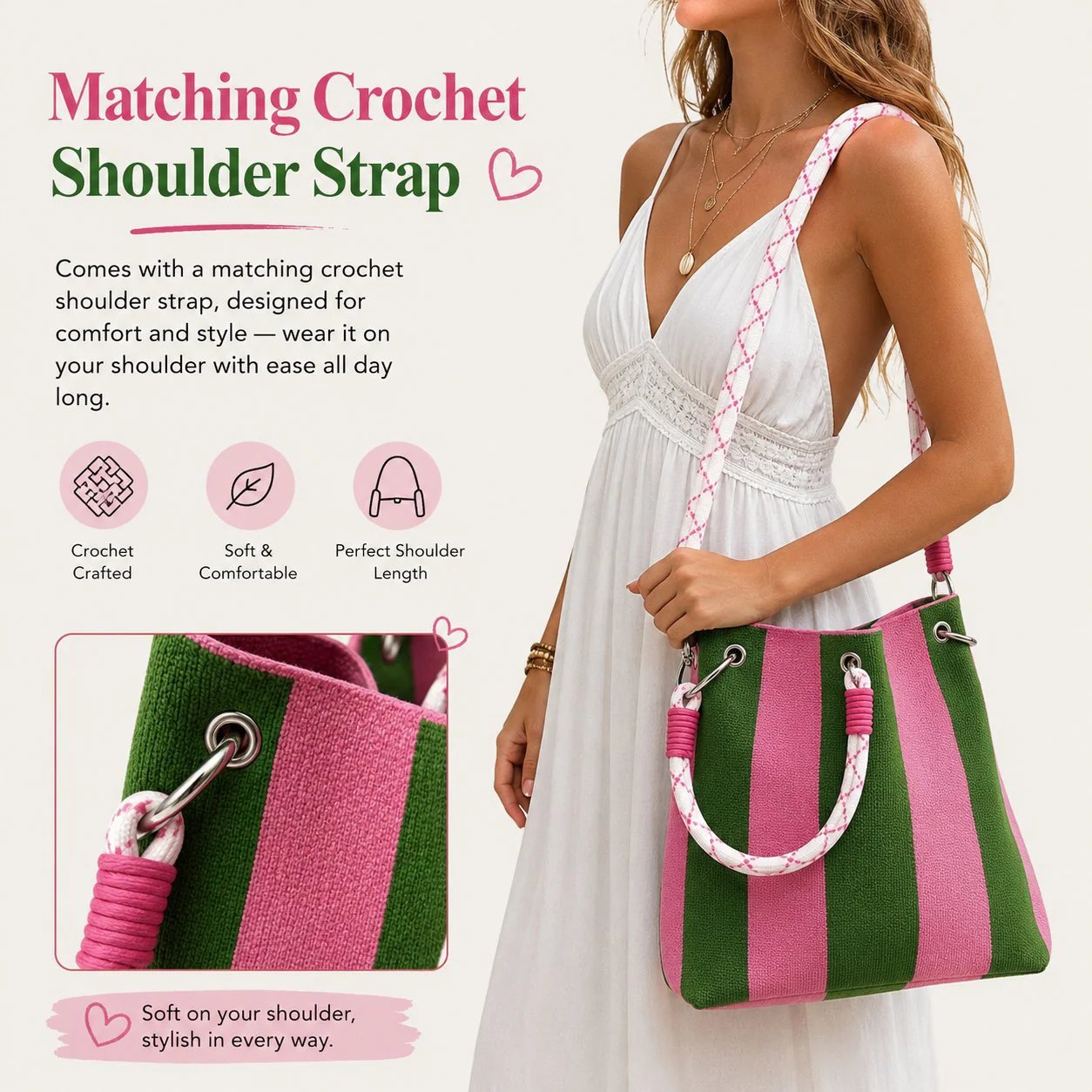 🏆👜 Limited-Time Sale: 49% OFF 🌴 Boho Striped Knit Bucket Handbag for Women – Handmade Summer Beach Shoulder Bag