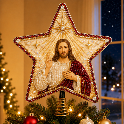 🔥🔥Christian Faith Pearl Diamond Art Christmas Tree Topper Kit⭐
