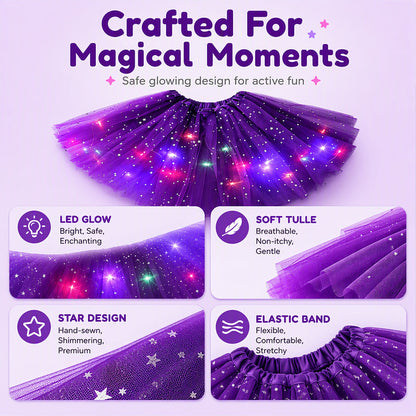 🎁LED Light Up Sequin Tutu Skirt Star Mesh Princess Skirt for Girls and Adults