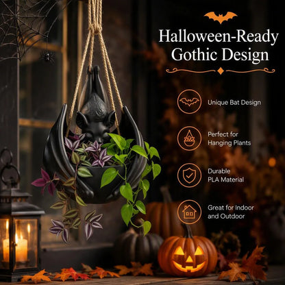 Gothic Bat Hanging Planter For Halloween Decor