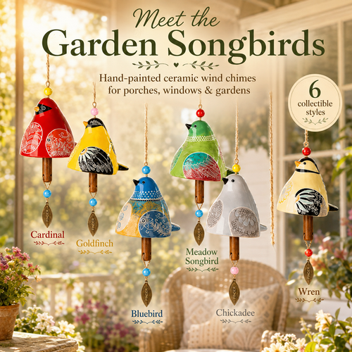 Hand-Painted Resin Bird Wind Chime