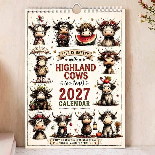 2027 Cute Highland Cows Wall Calendar 🐮 | Life Is Better With A Highland Cows ✨