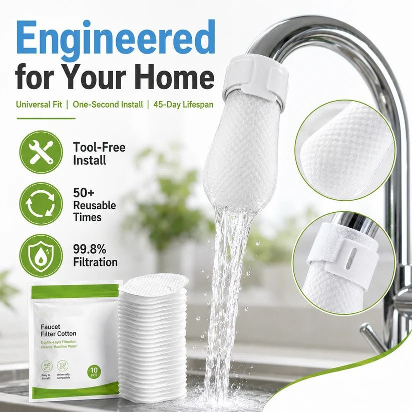 ⏰47%OFF⚡50K+ SOLD!💥Anti-Splash Kitchen Faucet Cotton Filter for Sediment & Rust Removal