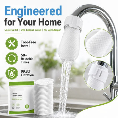 ⏰47%OFF⚡50K+ SOLD!💥Anti-Splash Kitchen Faucet Cotton Filter for Sediment & Rust Removal