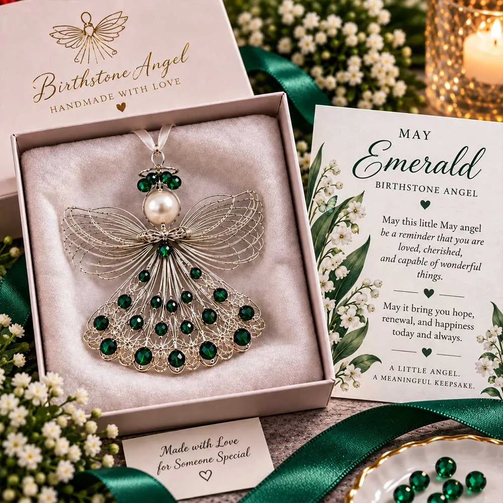 ⏳ Last Day 48% OFF – 👼Handmade Birthstone Angel Wire Ornament |12 Meaningful Birthstone Colors with Keepsake Card ✨