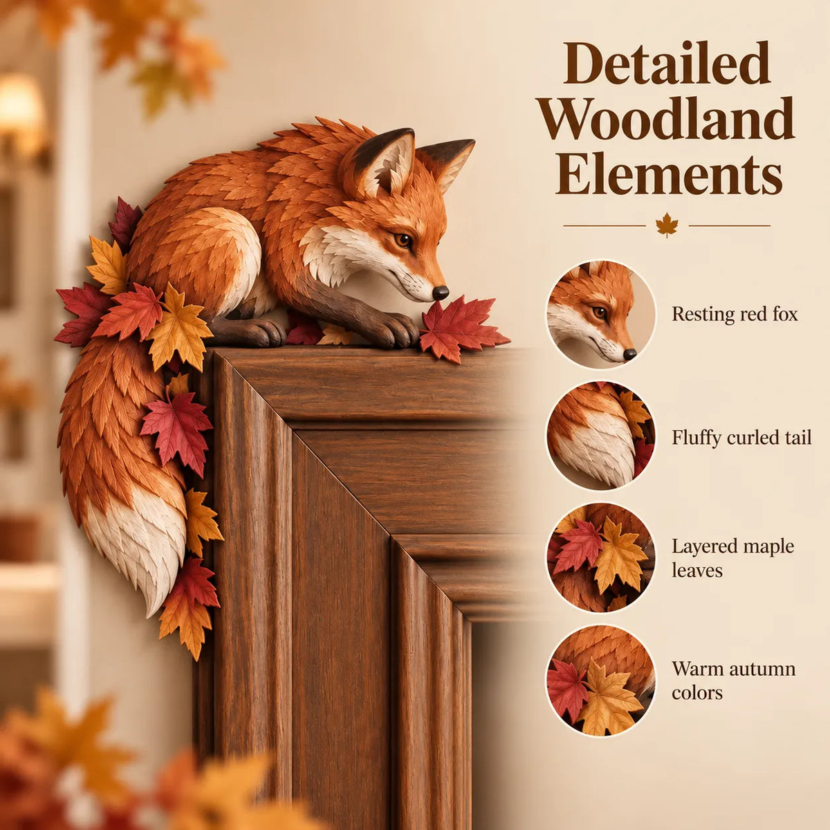 🔥LAST DAY 49% OFF - 🦊Autumn Fox & Maple Leaves Door Frame Corner Decor