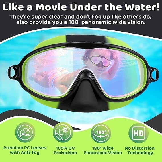 🏊‍♀️Buy 1 Get 1 Free🏊‍♀️-HD children's large frame waterproof and anti-fog swimming goggles