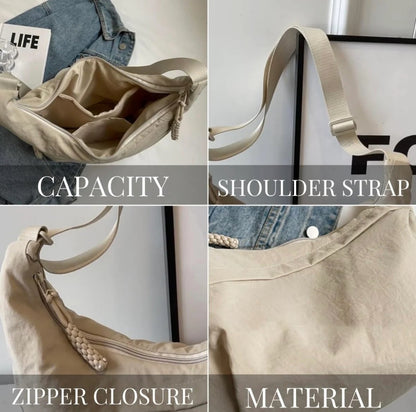 Designer Direct Sales👜Women's Fashion Plain Color Nylon Crossbody Hobo Bag