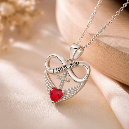 Infinity Heart Cross Necklace with Wing Pendant – Faith & Eternal Love ✨