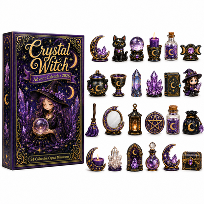 Crystal Witch Advent Calendar 2026 – 24 Days of Magical Crystal Miniatures, Mystical Witchy Collectibles & Enchanting Gifts for Fantasy Lovers