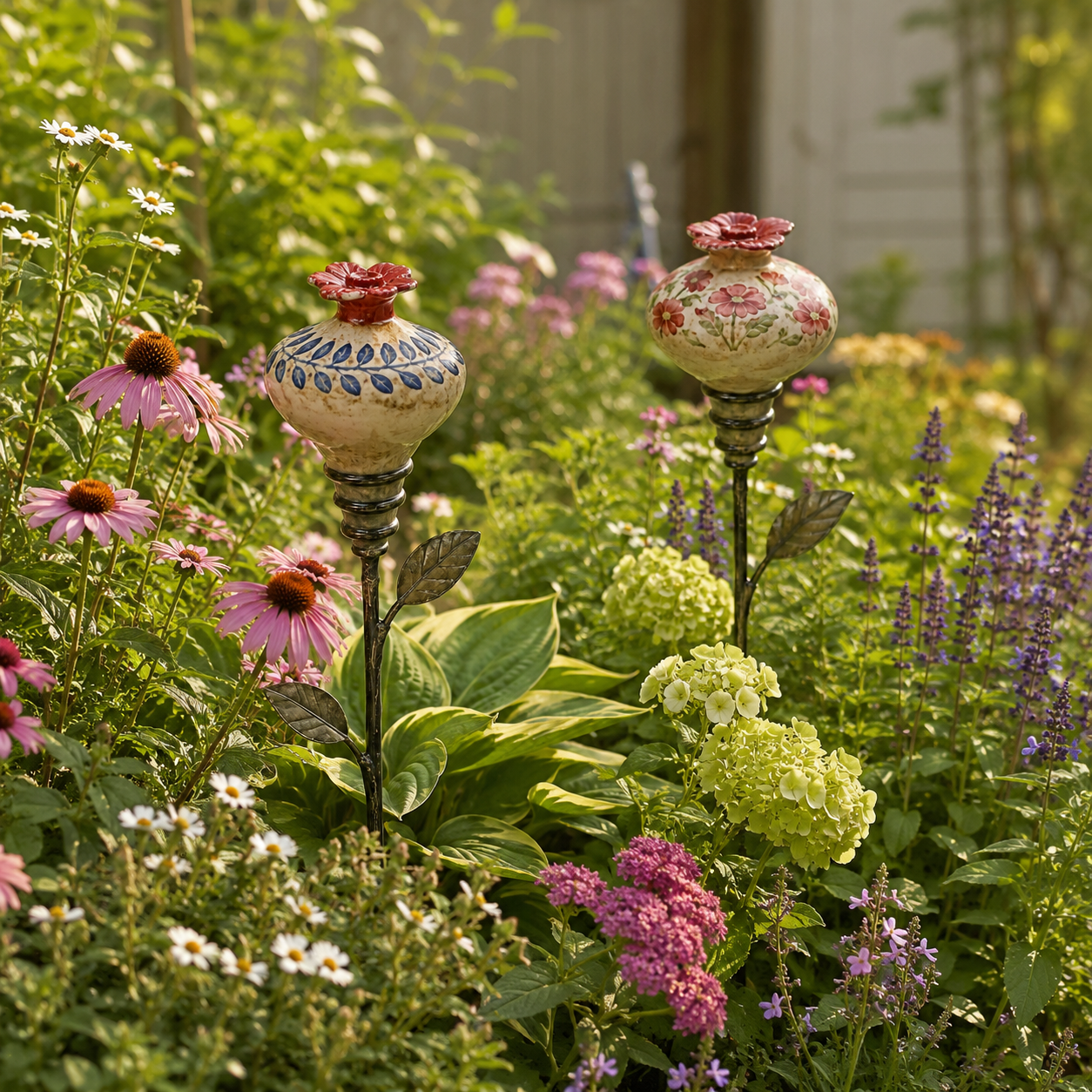 🌿 Vintage Ceramic Garden Stake – Handcrafted Floral Charm for Your Flower Beds 🌺