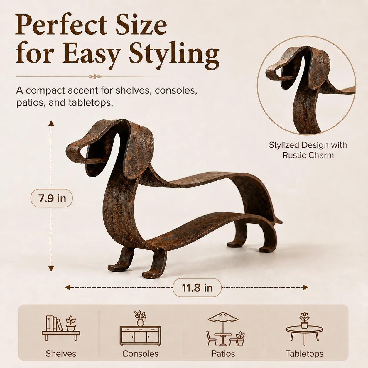 🐶🐴🎨Rustic Charm, Horse Dachshund Style — Metal Sculpture for Home & Garden