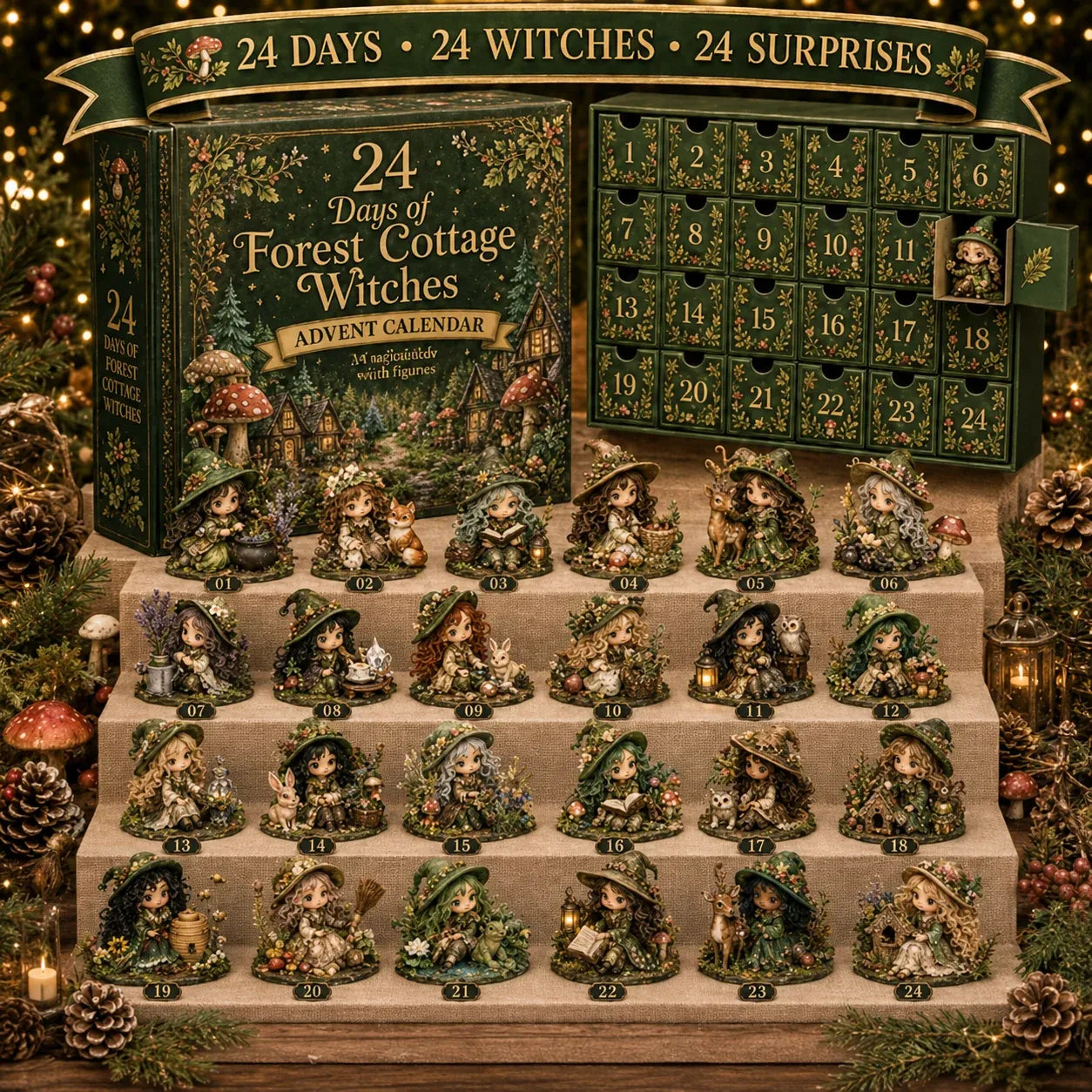 🧙‍♀️ LAST DAY 49% OFF – 24 Days Of Witchy Surprises Advent Calendar | 24 Unique Collectible Witches with Magical Themes, Mini Figures & Fantasy Display Collection ✨
