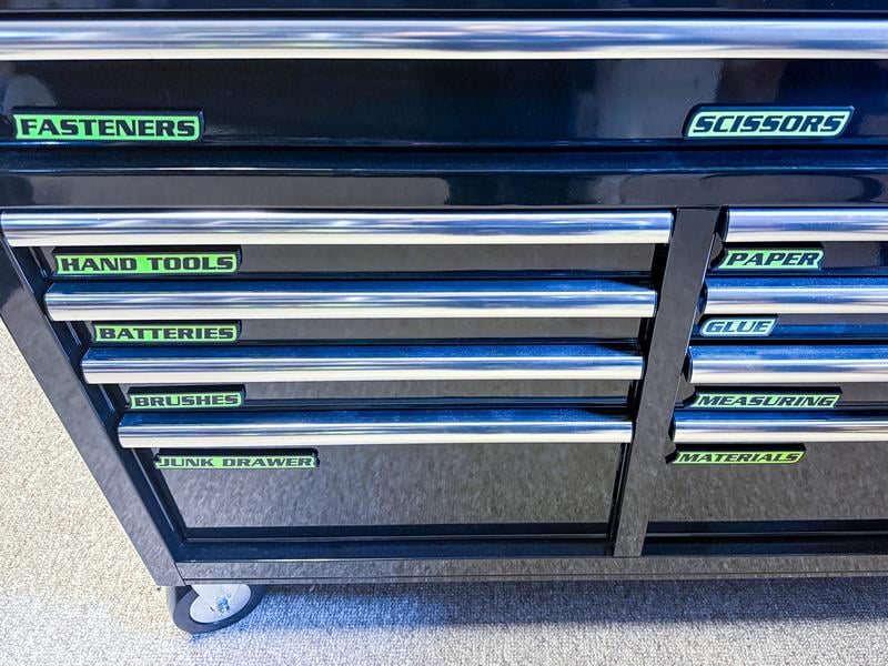 Custom Premium Magnetic Toolbox Labels for Tool Organization - 12 Pack of High Quality 3D Printed Personalized Magnets
