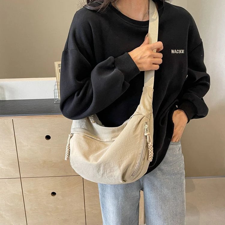 Designer Direct Sales👜Women's Fashion Plain Color Nylon Crossbody Hobo Bag