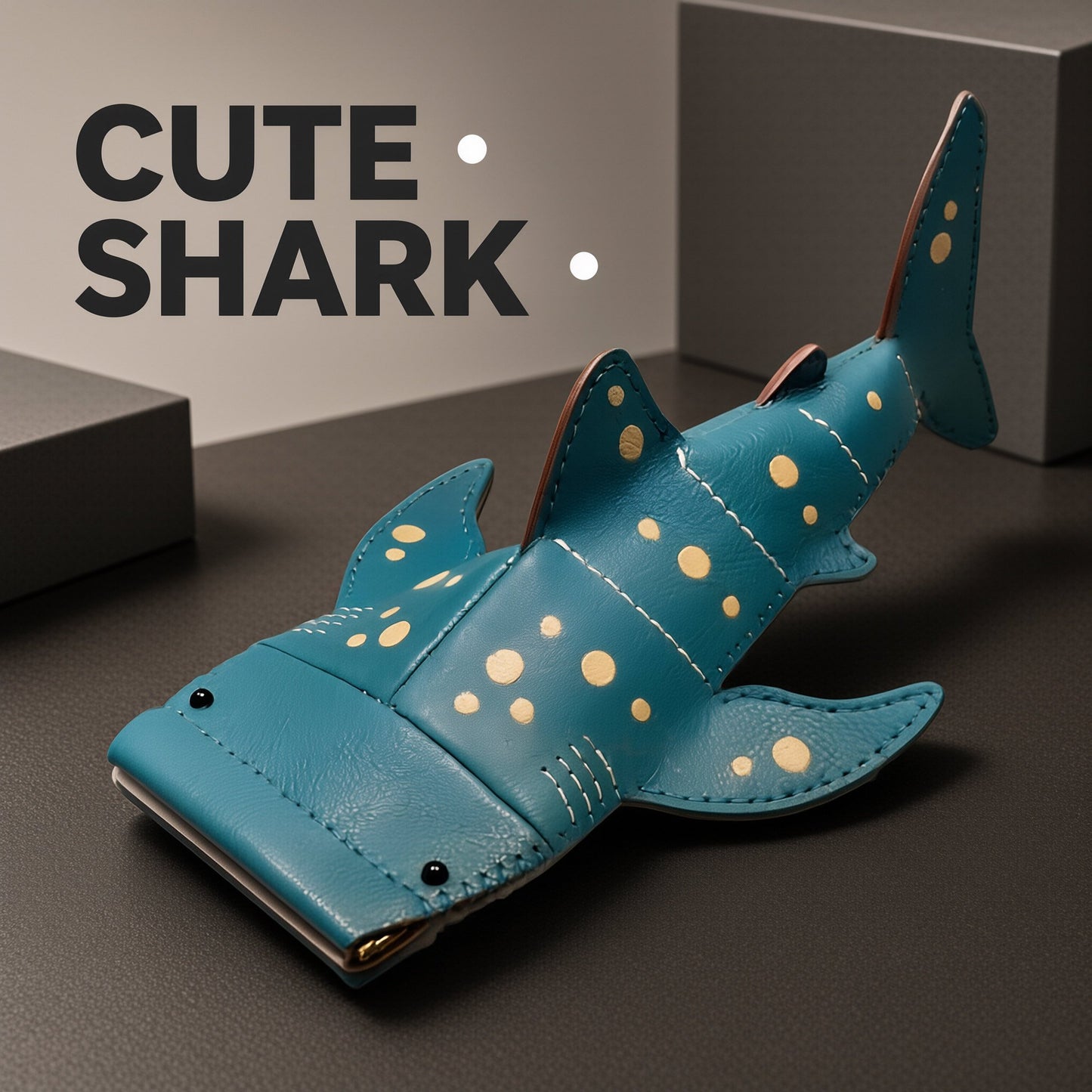 🦈Handmade Cute Whale Shark Leather Pouch | Fun Pinch-to-Open Pouch