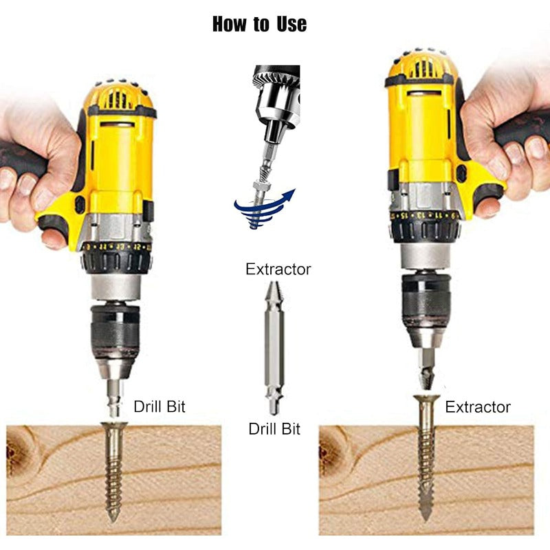 Universal Screw Extractor Set with Dual-Ended Bits