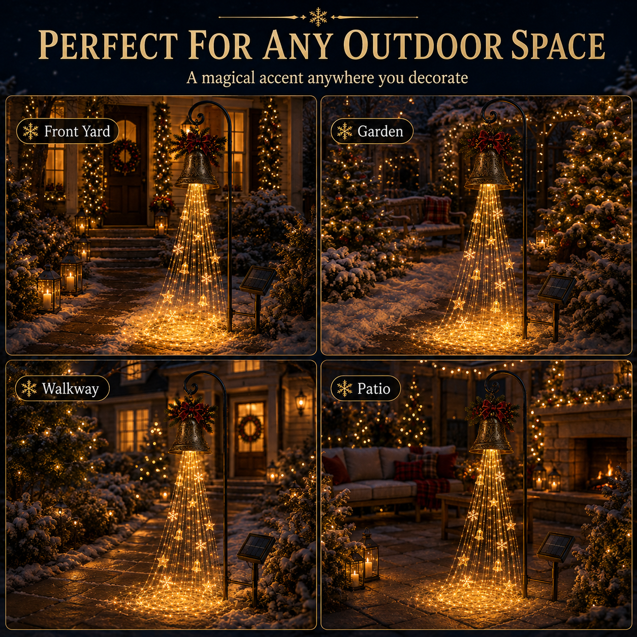 🔥Hot Sale 49% OFF🎄 Christmas Bell Cascade Solar Yard Light✨