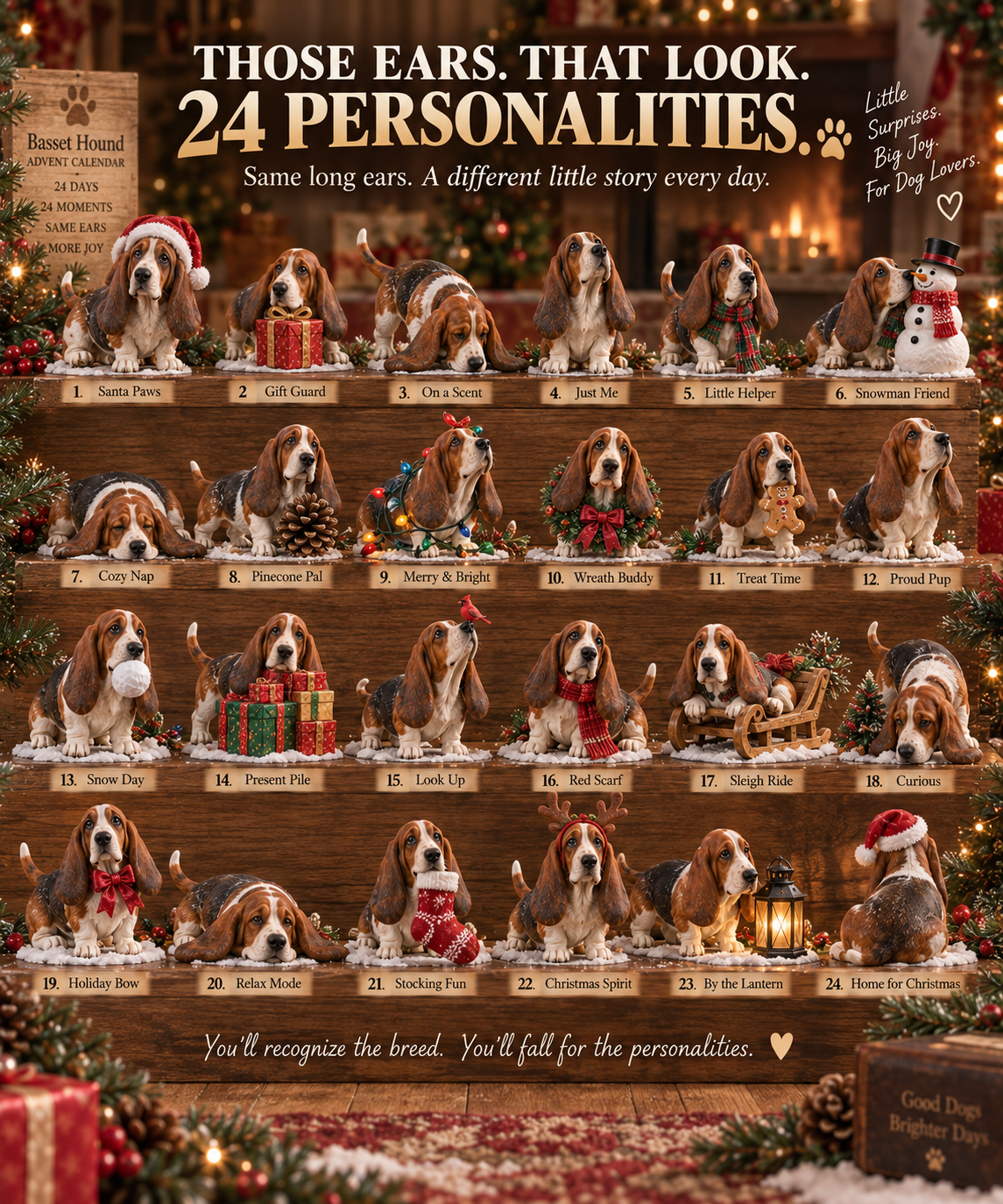 24 Days of Basset Hound Joy — 24 Long-Eared Personalities to Love 🐾🎄